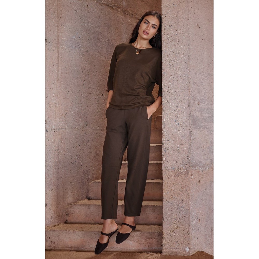 J. Jill Brown Ponte Slim Leg Elastic Waist Stretch Pants Womens Size M